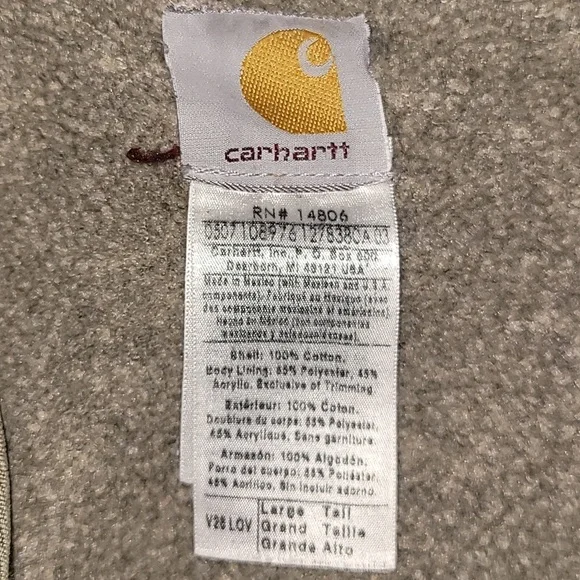 Vintage. Carhartt. USA Components. Zip Vest. Fleece-lined.  Men's size LT - Picture 9 of 16